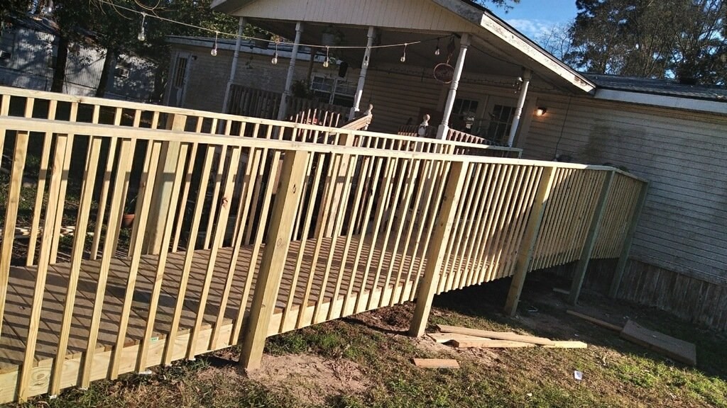 Completed wooden ramp, side view